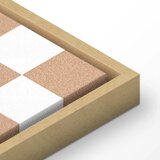  Slika - Checkerboard Pattern - Brown-White Grid with a Subtle Noise 80x120 U prirodnom drvenom okviru | shoptok.hr