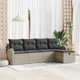 vidaXL 5-delni vrtni kavčni set z blazinami svetlo sivi poli ratan | Shoptok.si