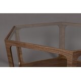 Dutchbone Klubska mizica s stekleno mizno ploščo v temni naravni barvi 80x92,5 cm Sita – | Shoptok.si