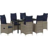  7 delni set vrtne jedilnice z blazinicami Črna Poli ratan, (22086923) | Shoptok.si