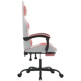  Vrtljivi gaming stol z oporo za noge belo in roza umetno usnje, (21377279) | Shoptok.si