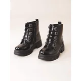 SHELOVET Lace-up girl's ankle boots with ornaments black