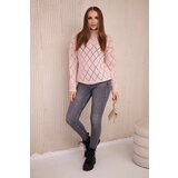 Kesi High-neckline sweater with diamond pattern powder pink | shoptok.hr