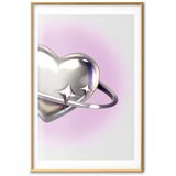 Plakat Cosmic Heart - silver heart with a ring on a purple background 60x90 Zlatni okvir s margom | shoptok.hr