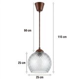 Brilagi LED luster na sajli R GLASS 1xE27/60W/230V prečnik 25 cm braon/dimno siva | Eponuda.com