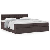 vidaXL Otomanski posteljni okvir z vzmetnico temno rjava 200x200 cm, (21670758) | Shoptok.si
