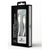  CC-USB2S-CMCM-1.5M-W Gembird 60W Premium silicon Type-C PD charging & data cable, 1.5m, White | Eponuda.com