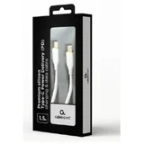 CC-USB2S-CMCM-1.5M-W Gembird 60W Premium silicon Type-C PD charging & data cable, 1.5m, White