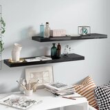Maison Chic 2 kosi Stenske Police - Viseče police visok sijaj črne 90x23,5x3,8 cm MDF, (21793713) | Shoptok.si