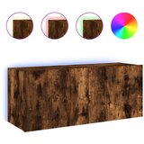 Maison Chic Stenska TV omarica - TV stojalo - Televizijska omarica z LED lučkami dimljeni hrast 100x35x41 cm, (21699487) Cene