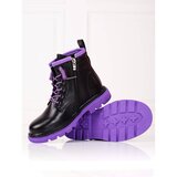 SHELOVET Girl's ankle boots black with purple sole | Shoptok.si