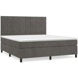  Box spring postelja z vzmetnico temno siva 160x200 cm žamet, (20902252) | Shoptok.si