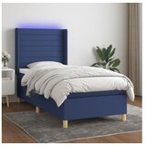  Box spring postelja z vzmetnico LED modra 100x200 cm blago | Shoptok.si