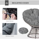  Papasan fotelja pletena fotelja s jastukom ratan od 360 stupnjeva siva Š87 x D97 x V86 cm | shoptok.hr