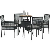 vidaXL Set namještaja za objedovanje Set od 5 Crna Ratan, Poliester | shoptok.hr