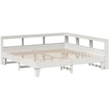  Knjižna postelja brez vzmetnice bela 200x200 cm trdna borovina | Shoptok.si