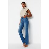 Trendyol Dark Blue High Waist Long Comfort Straight Jeans | Eponuda.ba