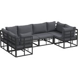  Sjedeća garnitura za vrt s jastukom 6 pcs Crna Aluminij | Eponuda.com