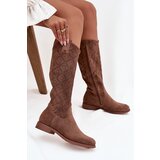 S. BARSKI Women's Ankle Boots with Mesh Pattern on Flat Heel S Baraski HY52 534 Brown | Shoptok.si