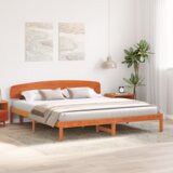  Krevet s uzglavljem Ulaštena smeđa 200x200 cm Čvrsto borovo drvo | shoptok.hr