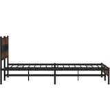 Metalni Kovinski posteljni okvir brez vzmetnice rjavi hrast 183x213 cm, (21611282) | Shoptok.si