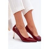 Boto Lacquered High Heels With Gold Buckle Bordeaux Mivira | ePonuda.com