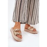 Boto Women's Platform Sandals With Buckles And Weaving Khaki Limme | ePonuda.com
