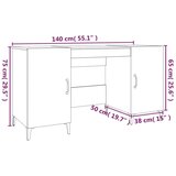  Radni stol boja betona 140 x 50 x 75 cm od konstruiranog drva | shoptok.hr