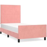  Posteljni okvir z vzglavjem roza 90x190 cm žamet | Shoptok.si