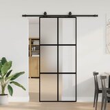 vidaXL Drsna vrata z opremo črna 90x205 cm kaljeno steklo Cene