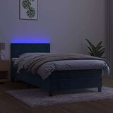  Box spring postelja z vzmetnico LED temno modra 90x200 cm žamet, (20937286) | Shoptok.si