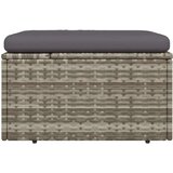 vidaXL vrtni tabure s jastukom sivi 55 x 55 x 30 cm od poliratana | shoptok.hr