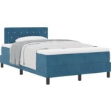 Box Spring Krevet s Madracem Tamnoplava Mala Dupla Baršun | shoptok.hr