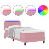 vidaXL Postelja z vzmetnico in LED roza 90x190 cm žamet | Shoptok.si
