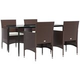  5-dijelni vrtni blagovaonski set s jastucima smeđe-crni | shoptok.hr