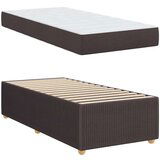  Posteljni okvir z vzmetnico Temno rjava 90 x 200 cm blago | Shoptok.si