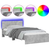 Maison Chic Posteljni okvir - Enojna postelja - Postelja za odrasle z vzglavjem in LED betonsko siv 100x200 cm-J9514, (21771439) Cene