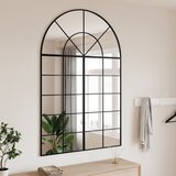 vidaXL Stensko ogledalo črno 100x150 cm obokano železo | Shoptok.si