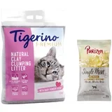 Tigerino 2x 12kg Premium pijesak + 100g Purizon Single Meat s piletinom gratis! - Miris baby pudera