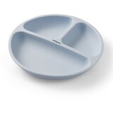 BabyOno Silikonski okrugli tanjur s odjeljcima i vakuumom 6 m+, plava | shoptok.hr