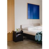 noo.ma Črna oblazinjena/iz iverne plošče zakonska postelja z letvenim dnom 140x200 cm Streiko – | Shoptok.si