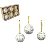  novogodišnje kugle 7.5cm u ukrasnoj kutiji set 6/1/ bela-zlatna Cene