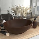 vidaXL Razkošen umivalnik ovalen mat temno rjav 40x33 cm keramičen Cene
