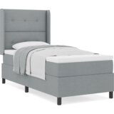 vidaXL Box Spring Krevet s Madracem Svjetlosiva 100x200 cm Tkanina | shoptok.hr