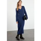 Trendyol Navy Blue Maxi Knit Wool Basic Dress