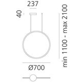 ARTEMIDE 1992060APP-LED Stropni luster na sajli DISCOVERY LED/40W/230V 3000K brončani | Eponuda.com