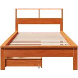  Knjižna postelja brez vzmetnice vošč. rjava 100x200 cm borovina, (21609828) | Shoptok.si
