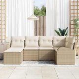 vidaXL Kavčna garnitura z blazino 6 pcs Bež in bela poli ratan, (5000154241) | Shoptok.si
