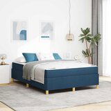 vidaXL Krevet s opruga kutije Plava i bijela 160 x 200 cm tkanina | shoptok.hr