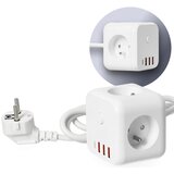  Kockasti produžni kabl sa prekidačem LINEA 3x230V + 4xUSB A/C, beo | Eponuda.com
